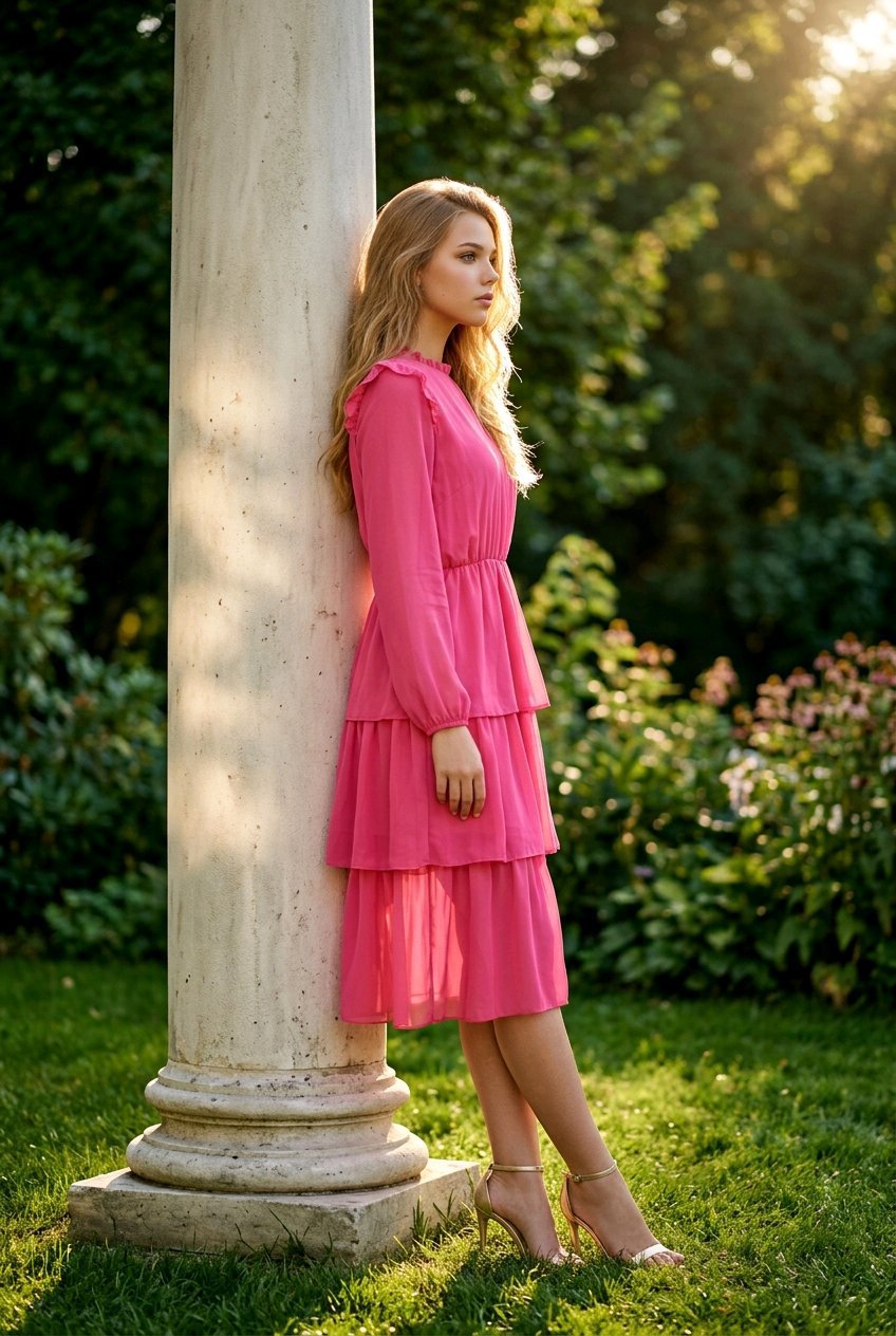 Vestido de volantes y manga larga - Imagen 3