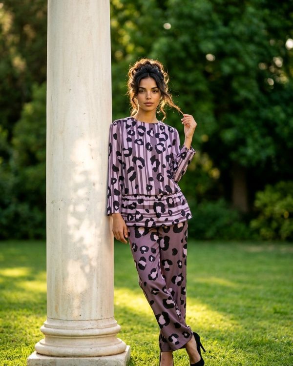 Blusa animal print color malva ,Sandra