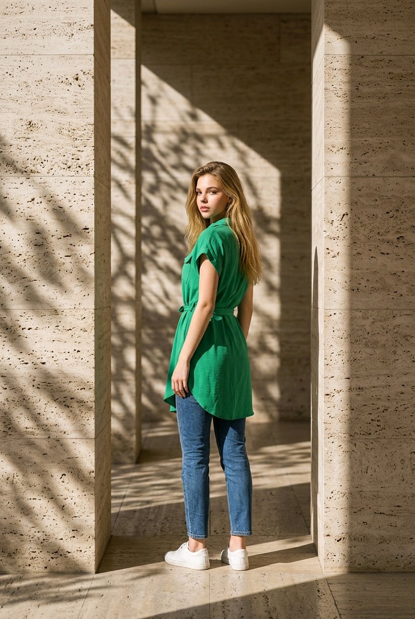 Vestido camisero con cinturón - Imagen 6
