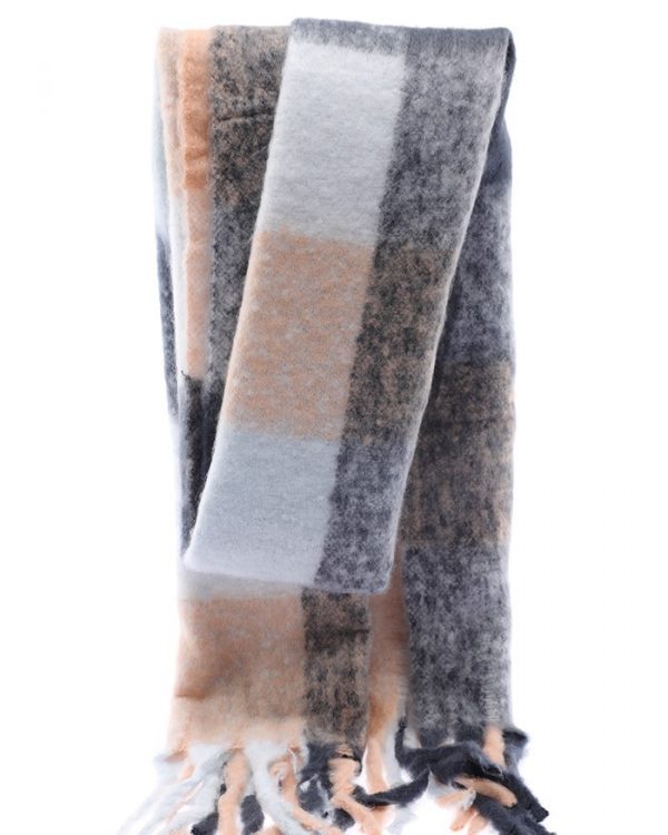Bufanda estampado vichy con flecos