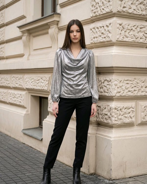 Camiseta de brillo en plata