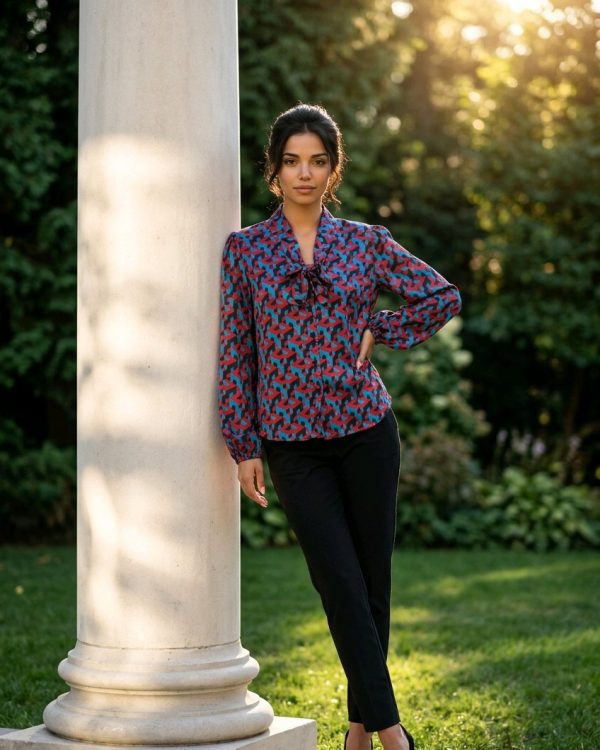 Blusa con lazo en el cuello