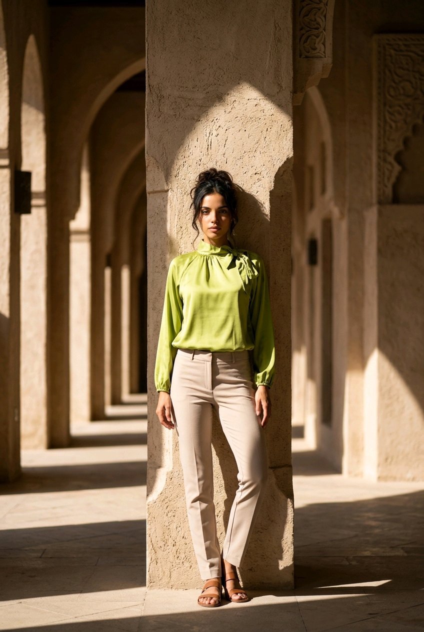 Blusa de satén con lazo - Imagen 15