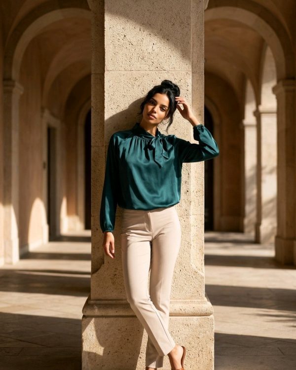Blusa de satén con lazo