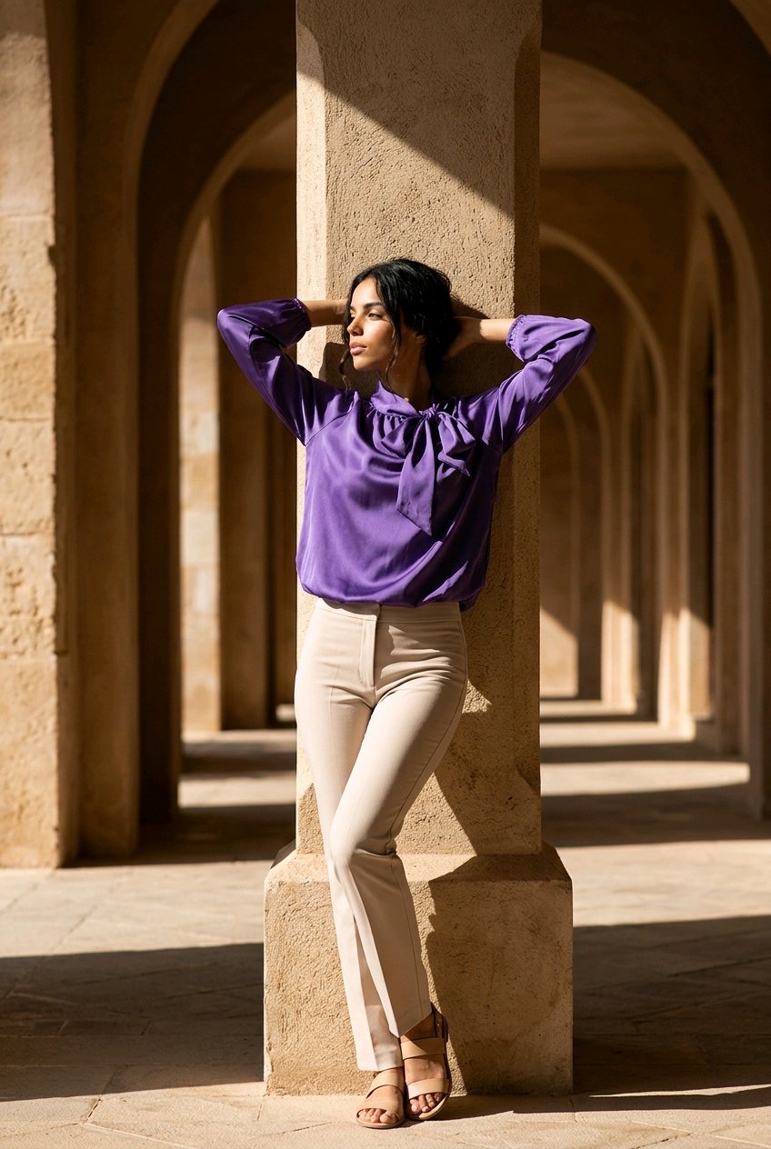 Blusa de satén con lazo - Imagen 20