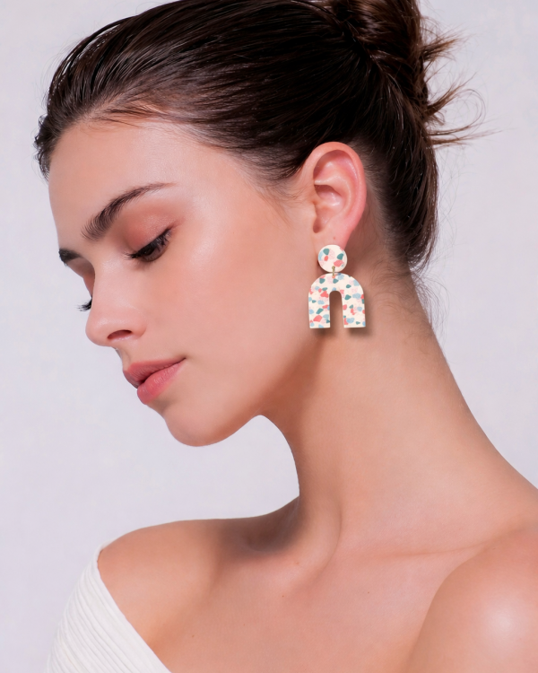 Pendientes de diseño geométrico multicolor, Galia
