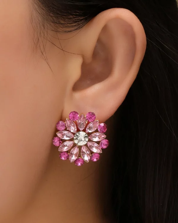 Pendientes diseño de flor en cristal, Agata