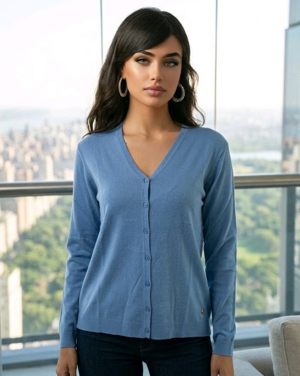 Chaqueta de punto con botones con cuello en v