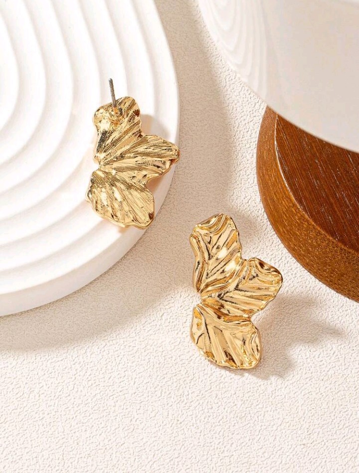 Pendientes geométricos diseño de media flor, Ailén - Imagen 11