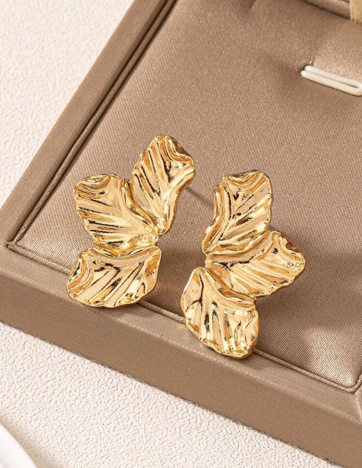 Pendientes geométricos diseño de media flor, Ailén - Imagen 10