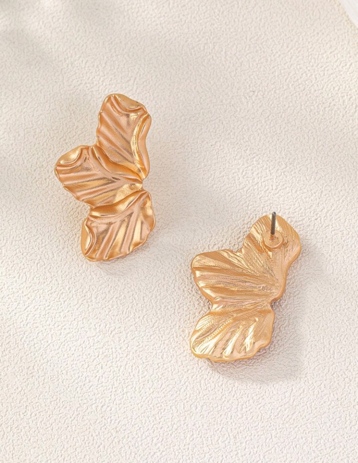 Pendientes geométricos diseño de media flor, Ailén - Imagen 5