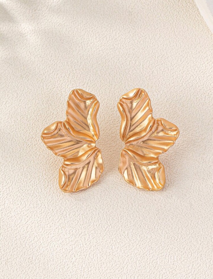 Pendientes geométricos diseño de media flor, Ailén - Imagen 2