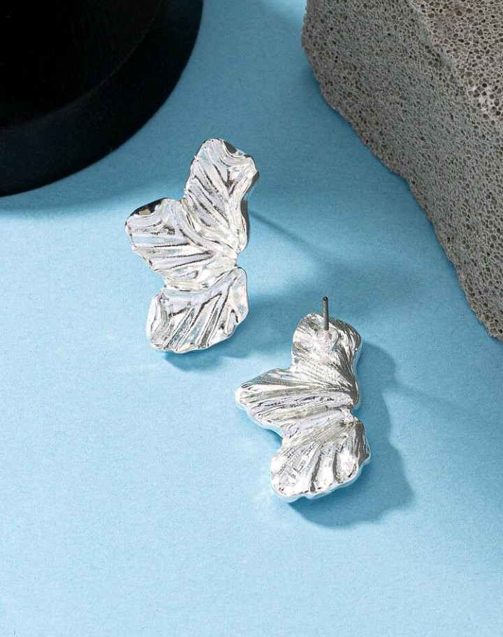 Pendientes geométricos diseño de media flor, Ailén - Imagen 9