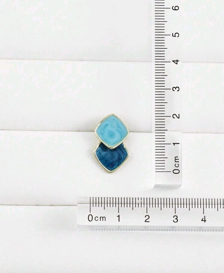 Pendientes geométricos diseño de 2 rombos, Carey - Imagen 6